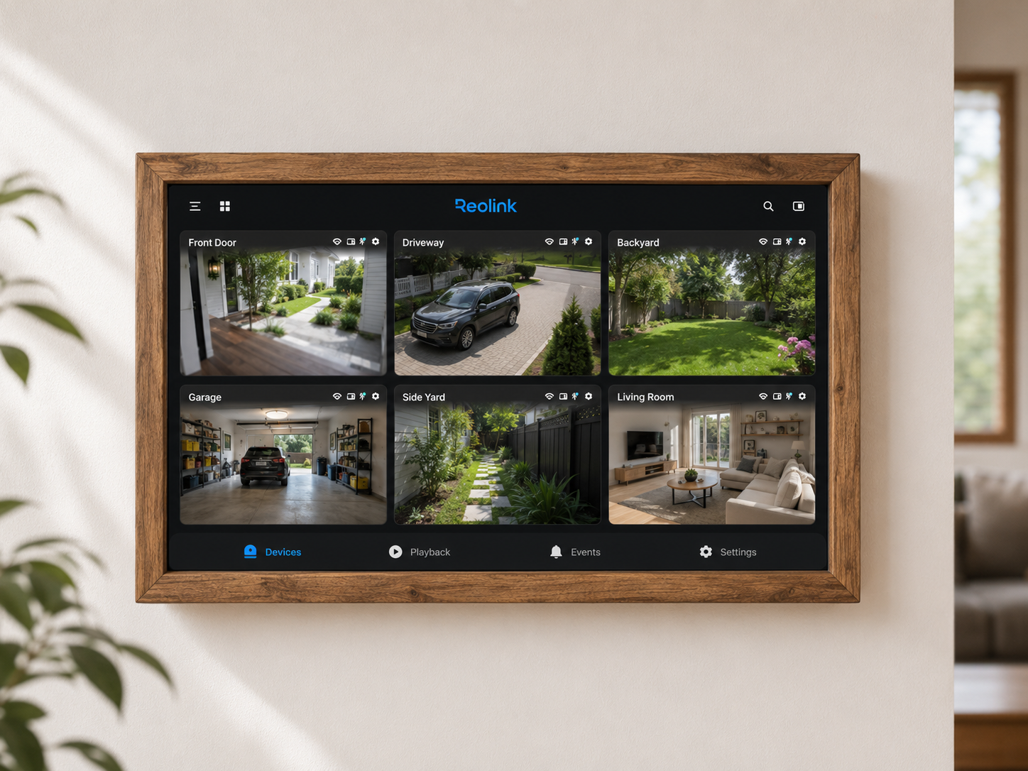 Reolink Cameras on Large 24-Inch Touch Display