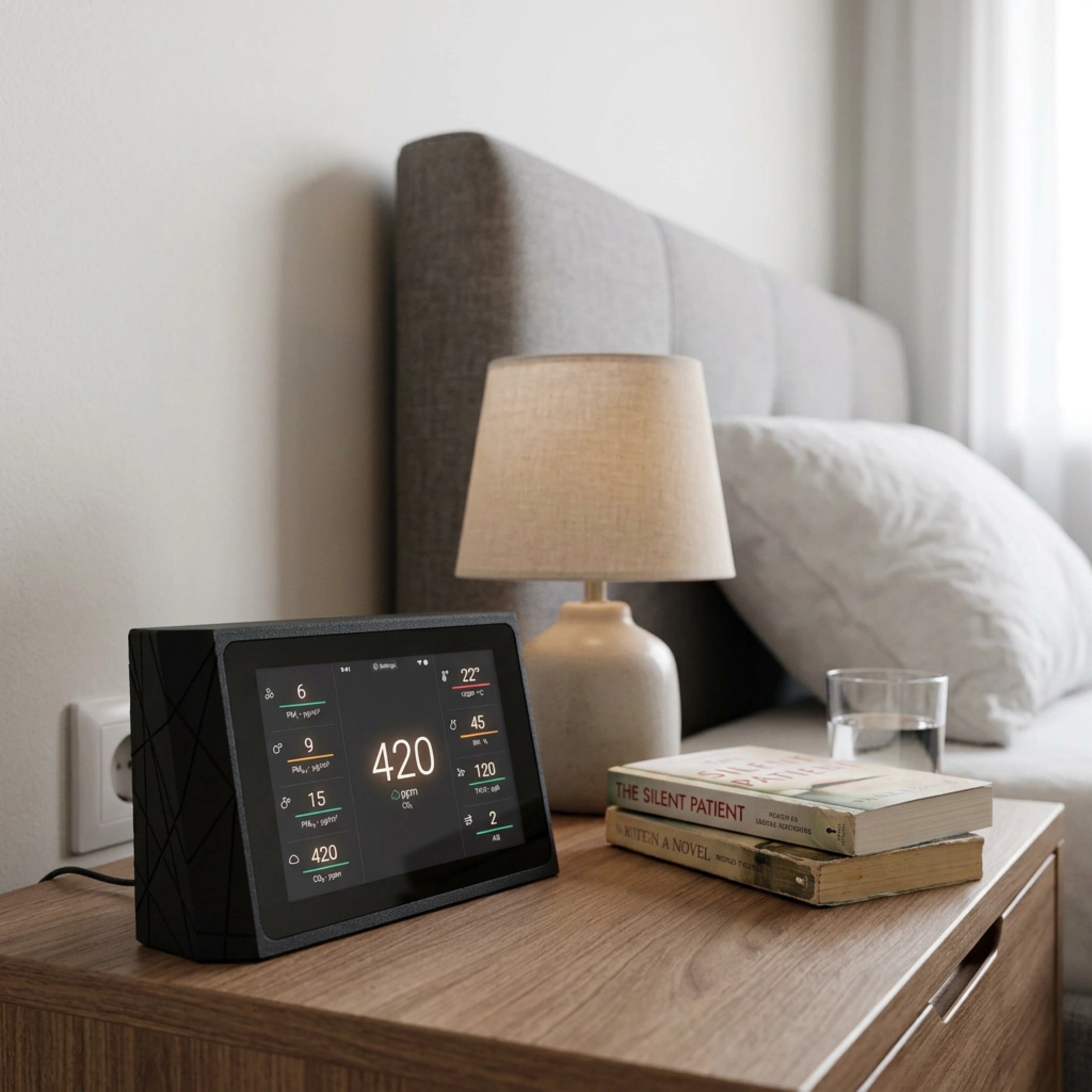 Indoor Air Quality Monitor for CO2, TVOC, Temp, Humidity, PM1, PM2.5, PM10, AQI