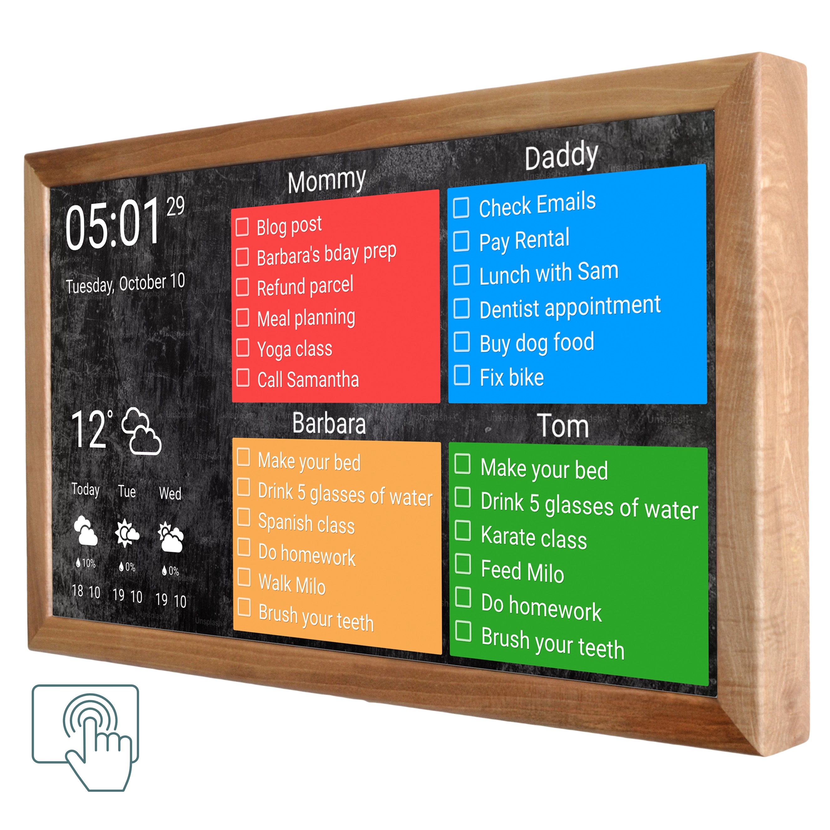 Touch Screen Wall Display 24 Inch in Wooden Frame