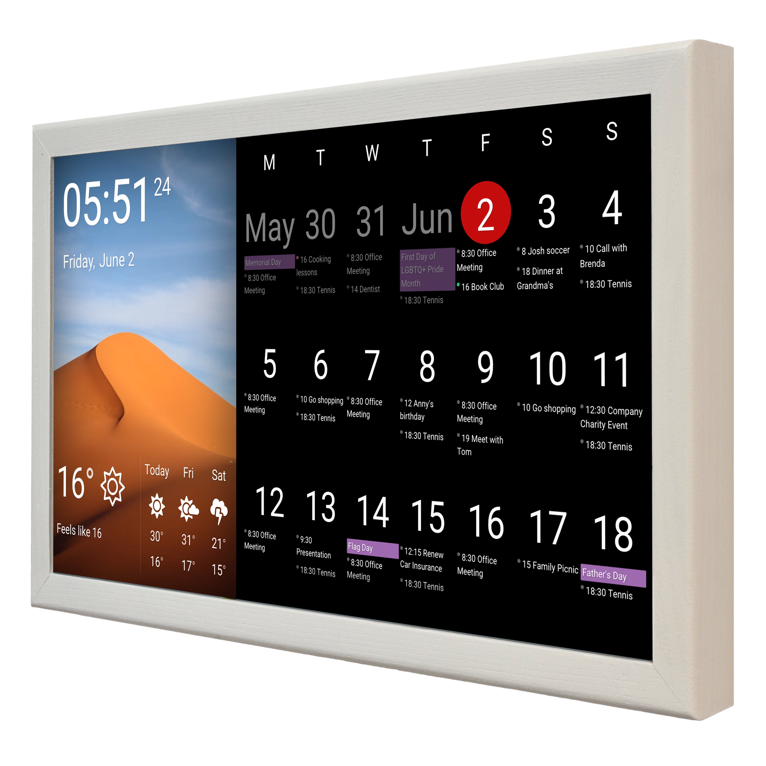 Touch Screen Wall Display 24 Inch in Wooden Frame