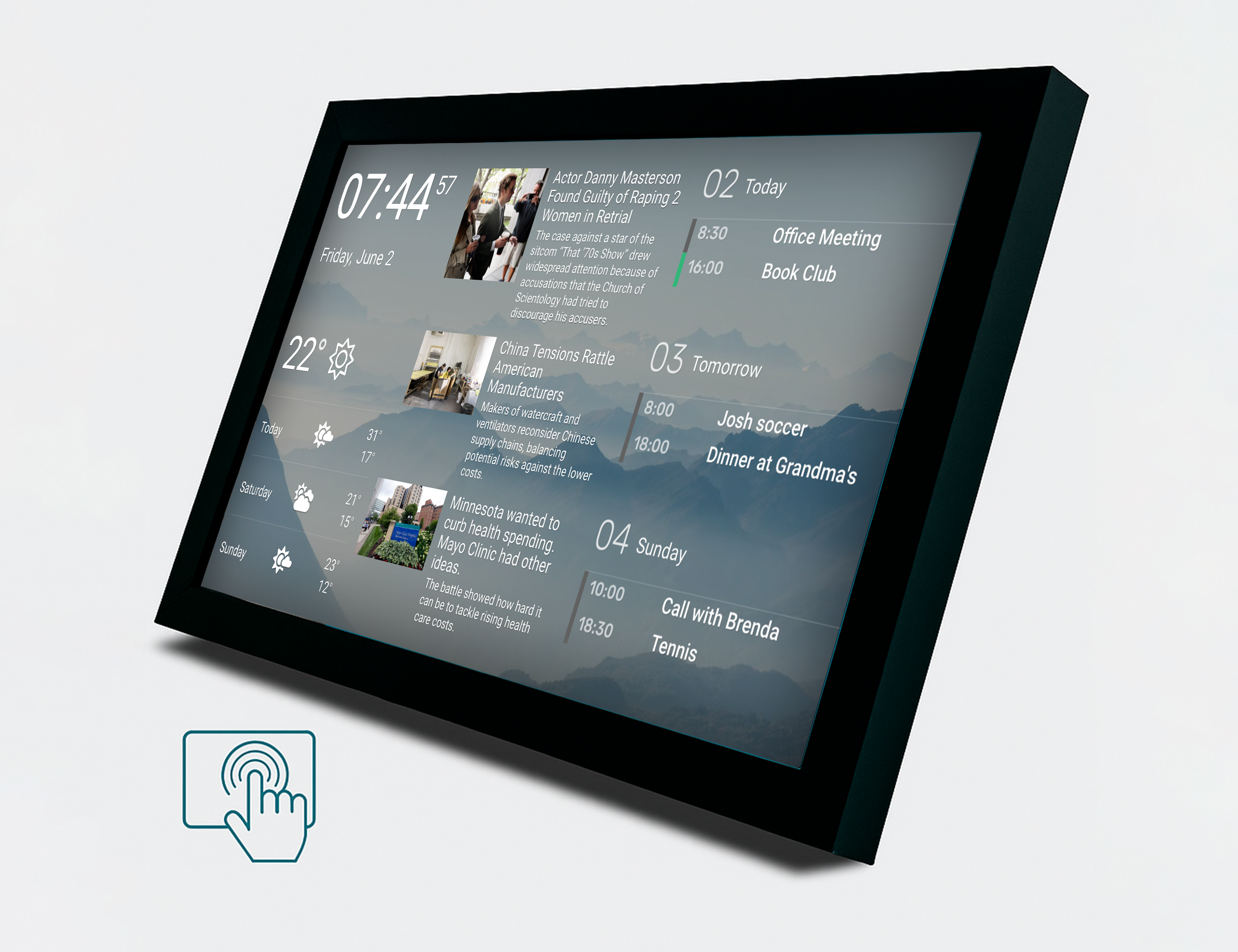 Touchscreen Digital Desk Calendar 15.6 Inch
