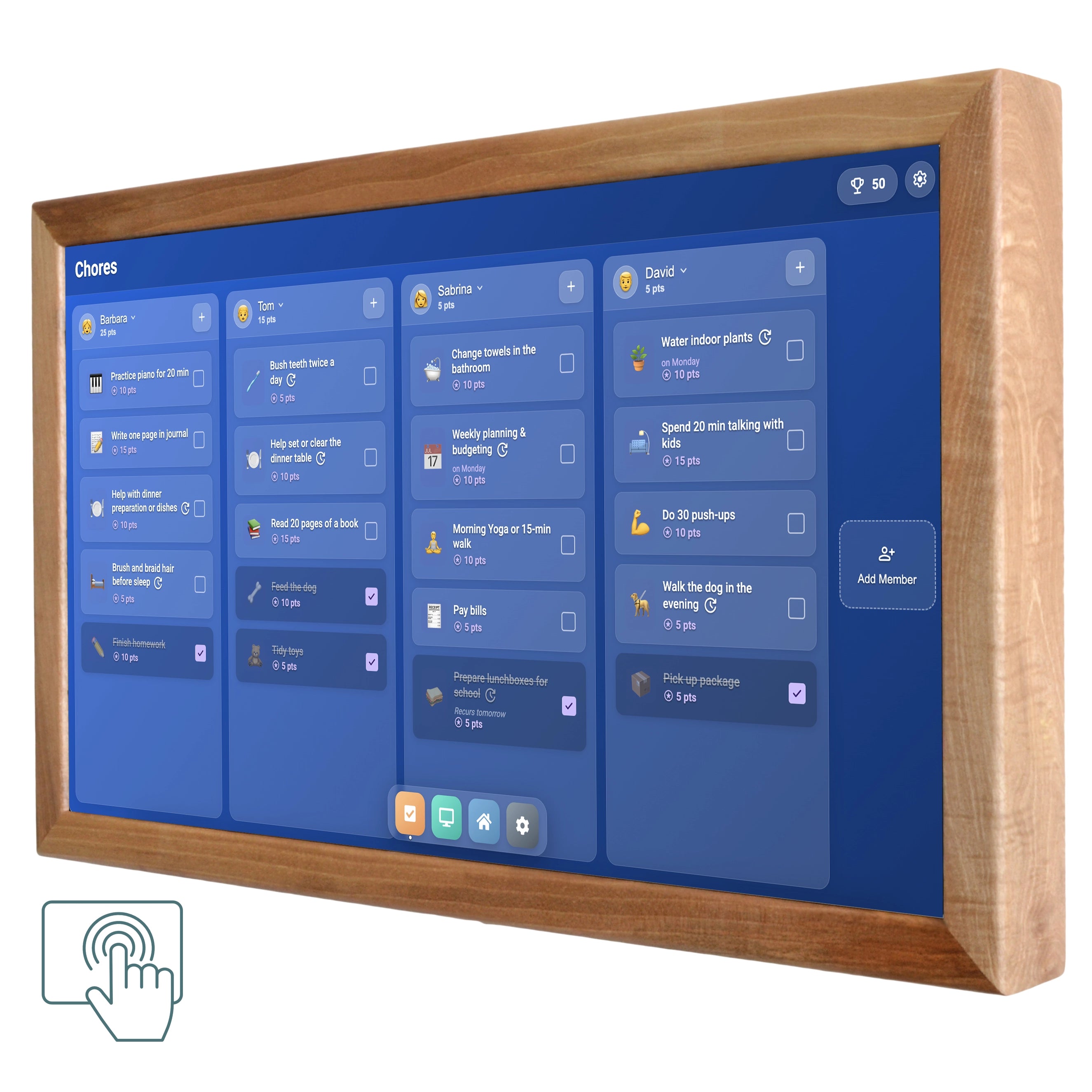 Touch Screen Wall Display 24 Inch in Wooden Frame