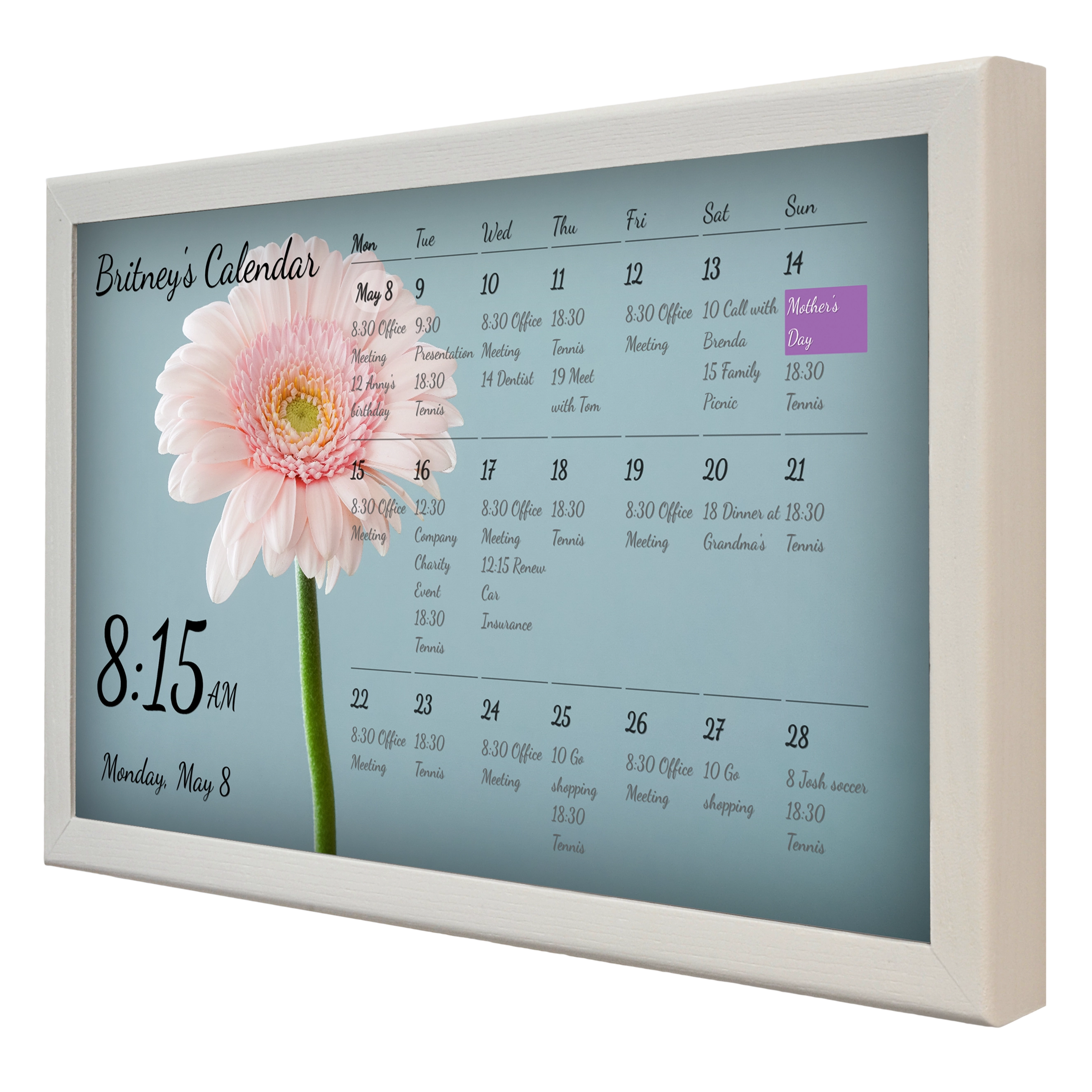 Digital Wall Calendar 24 Inch in Wooden Frame