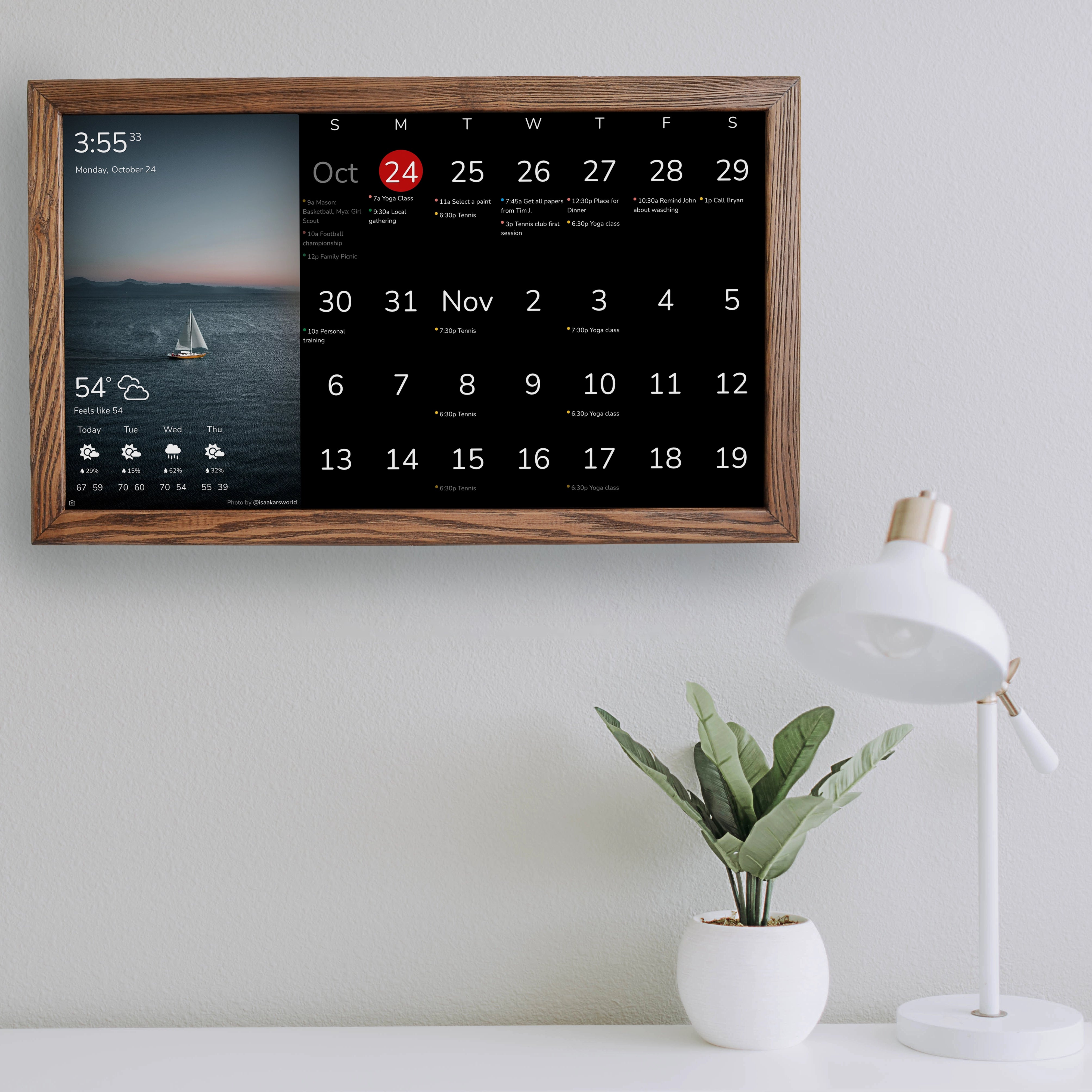 Digital Wall Calendar 24 Inch in Wooden Frame
