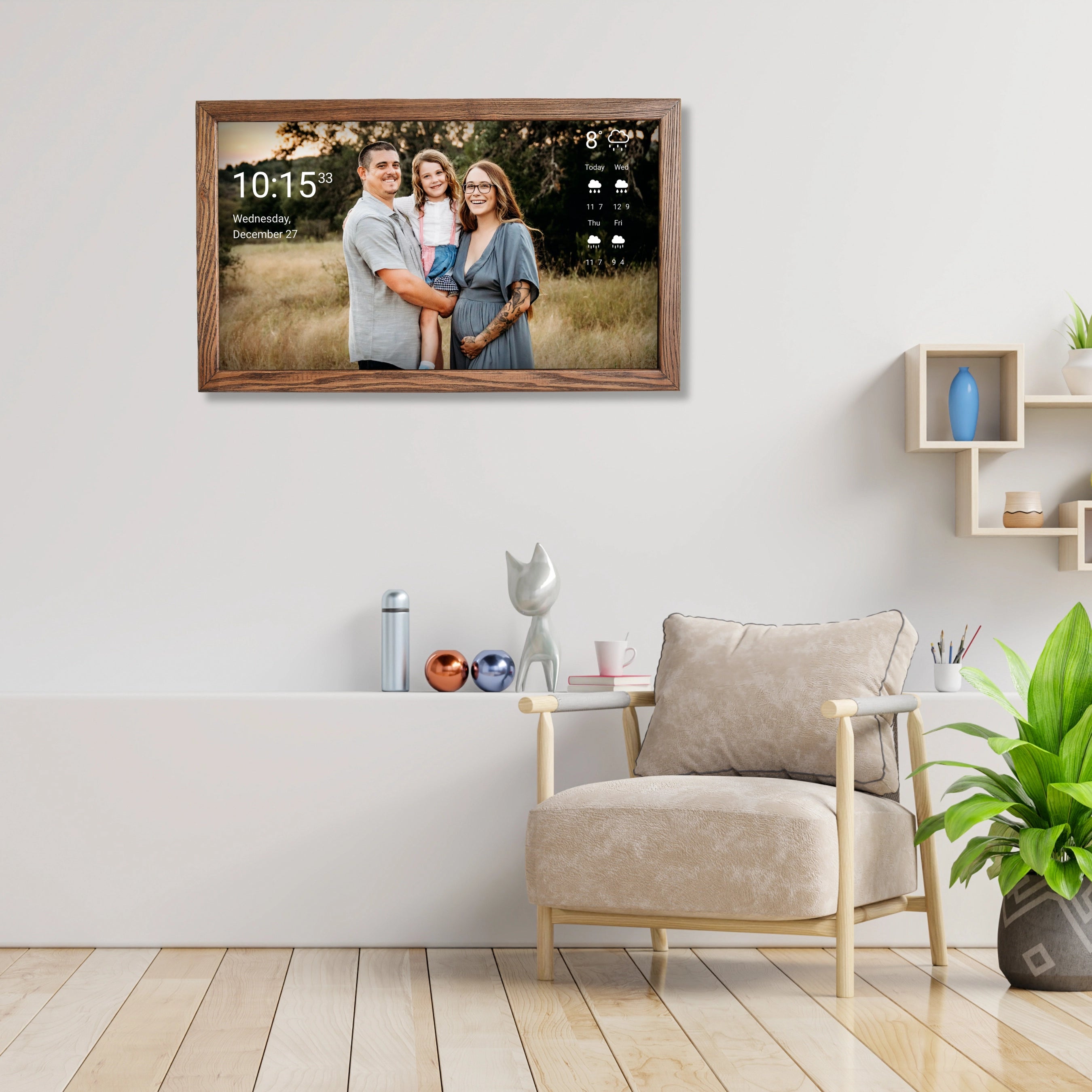 Digital Wall Calendar 24 Inch in Wooden Frame