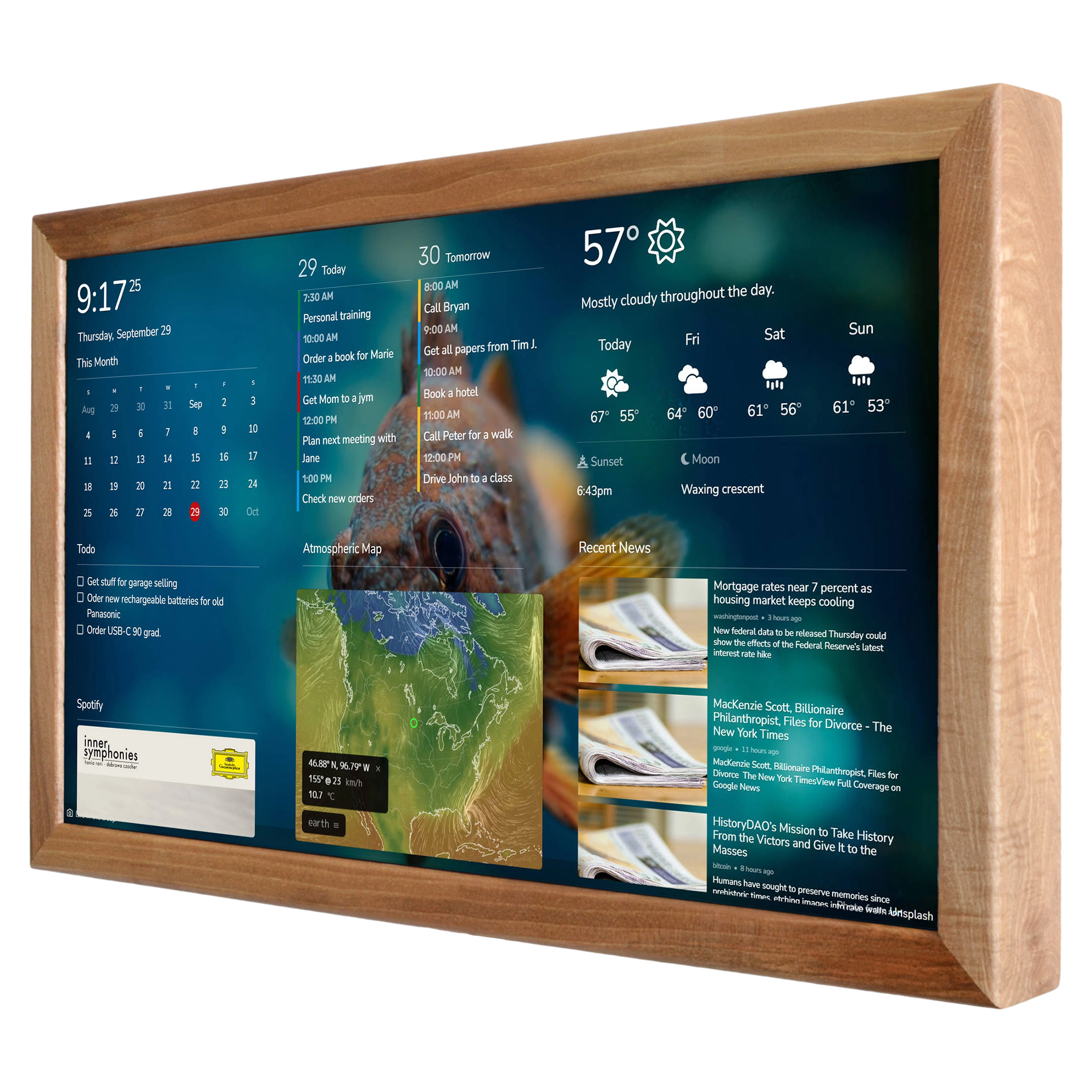 Digital Wall Calendar 24 Inch in Wooden Frame