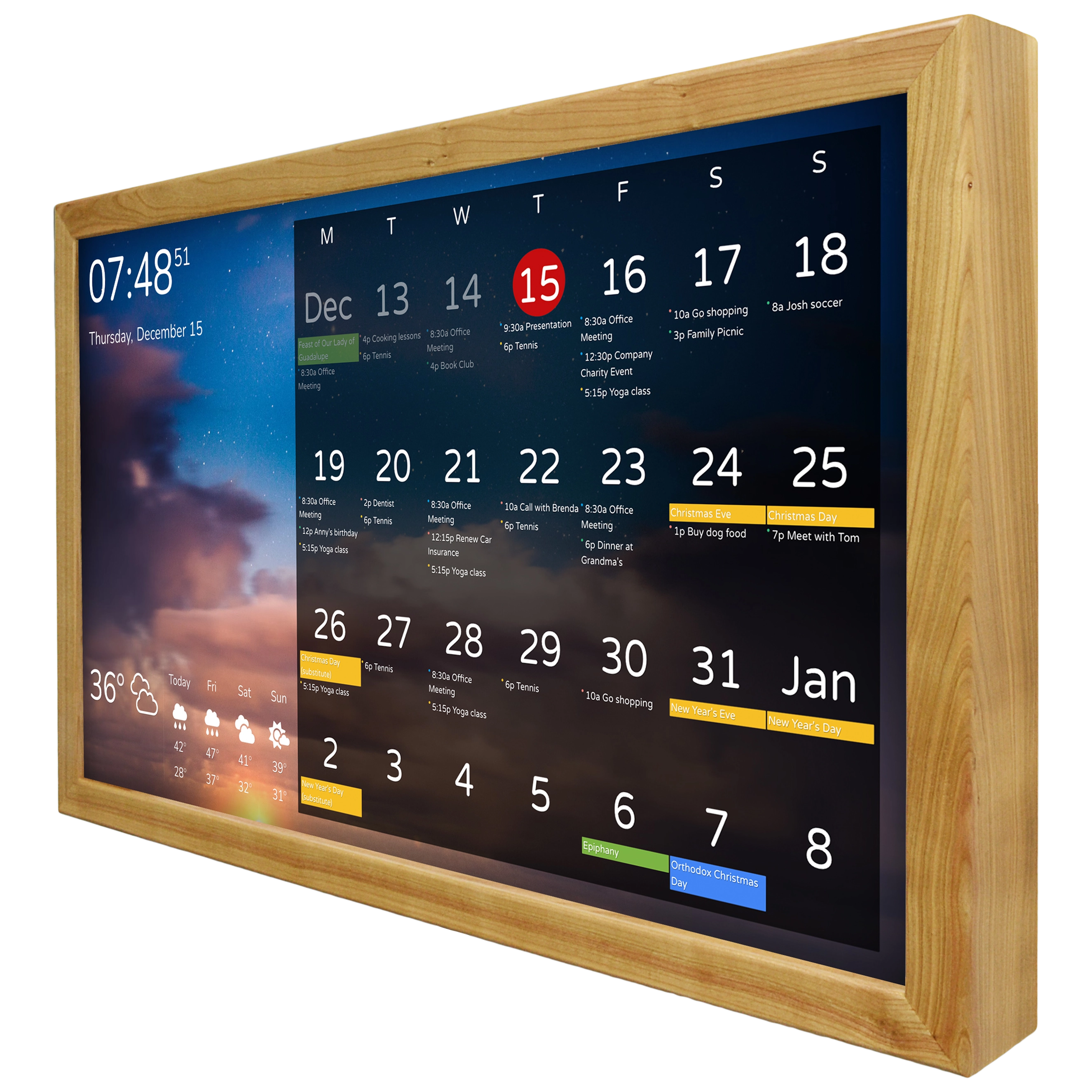 Smart Wall Calendar 32 Inch in Wooden Frame