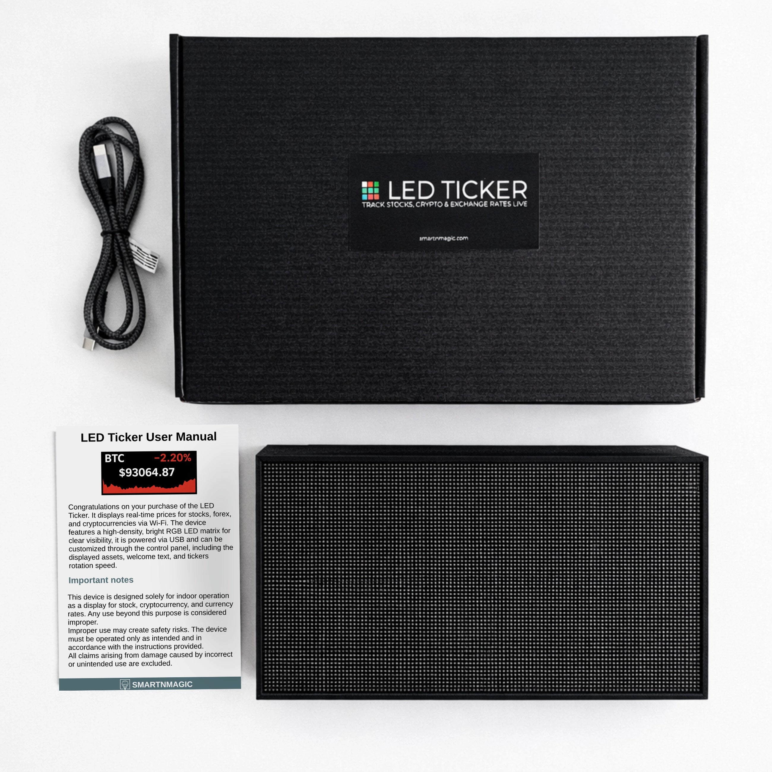 LED Stock Ticker – High-Resolution WLAN-Display für Aktien, Krypto und Forex