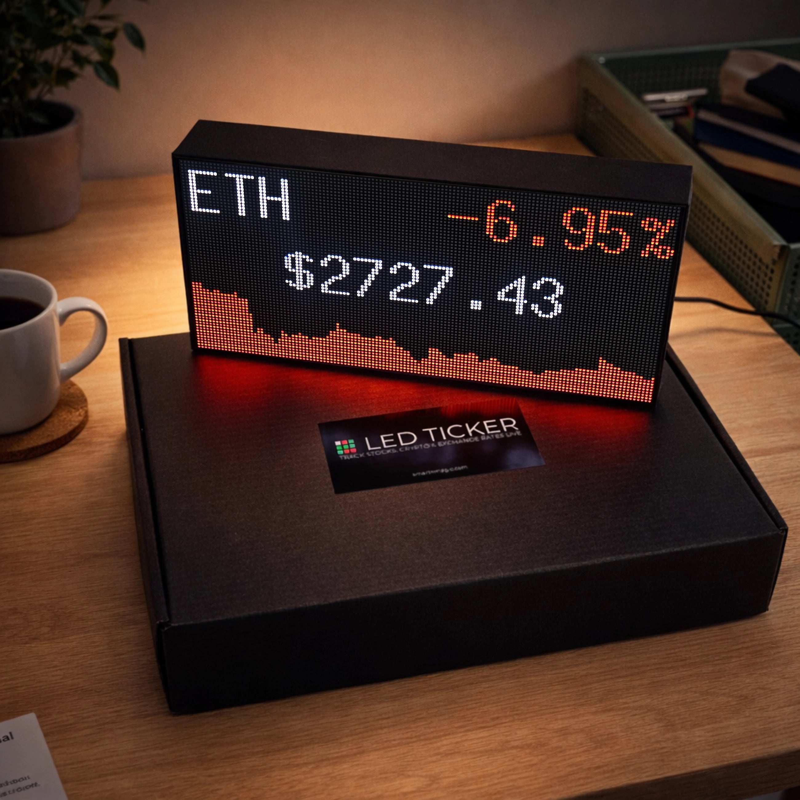 LED Stock Ticker – High-Resolution WLAN-Display für Aktien, Krypto und Forex