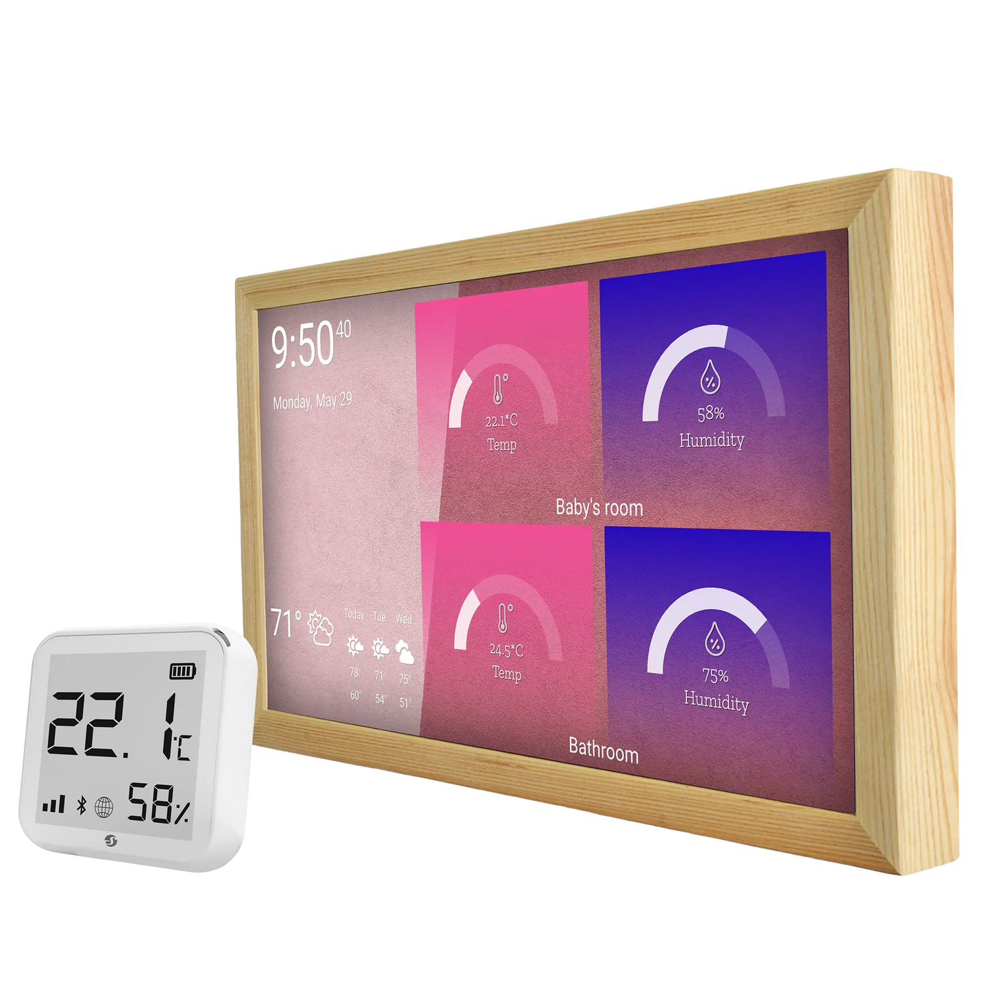 Smart Display 24 Inch met temperatuur- en vochtigheidssensor 
