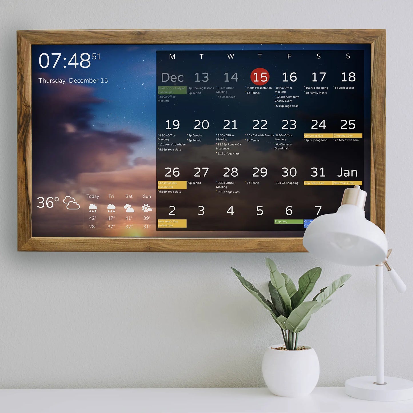 Smart Wall Calendar 32 Inch in Wooden Frame
