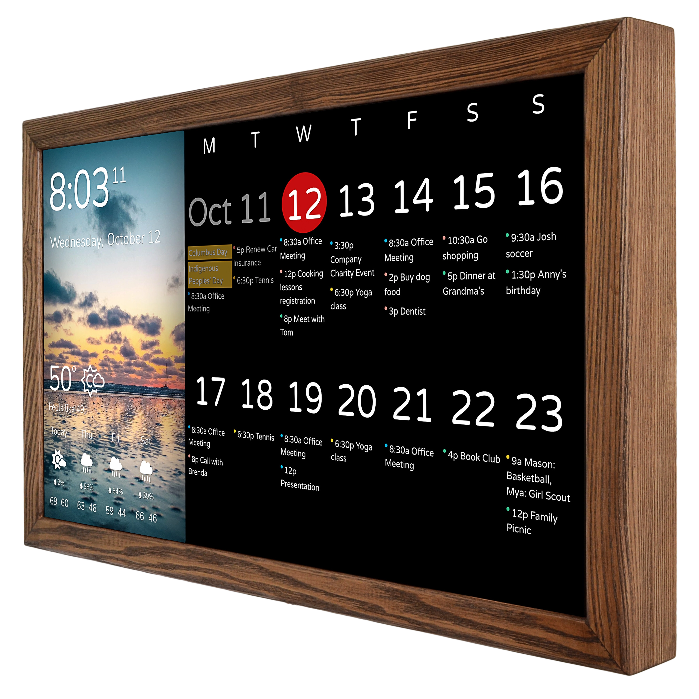 Digital Wall Calendar 24 Inch in Wooden Frame