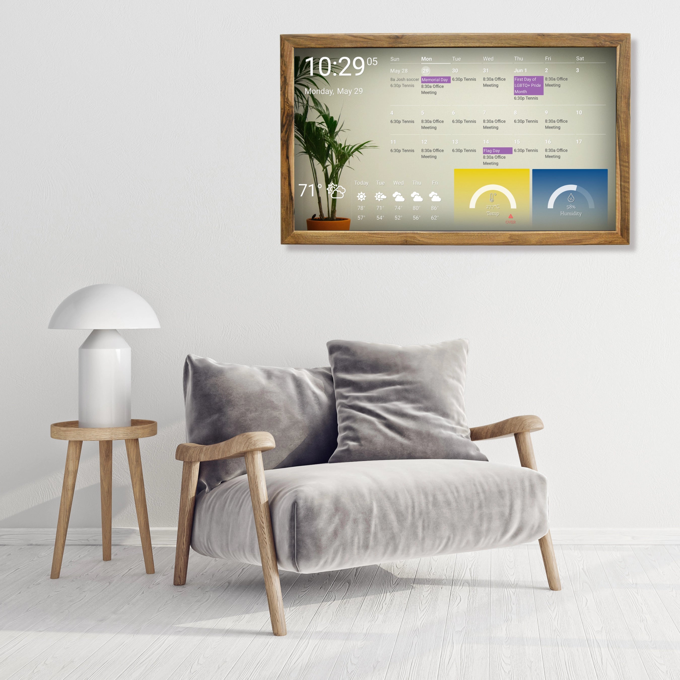 Smart Wall Calendar 32 Inch in Wooden Frame